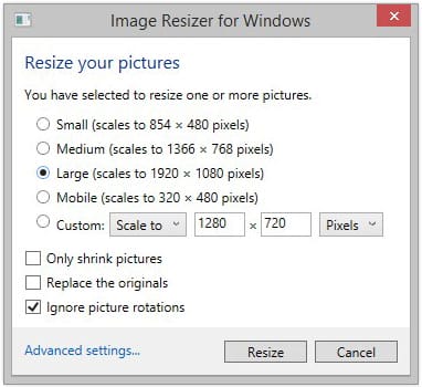 win 10 free multi image resizer