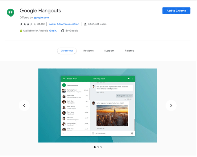 Google Hangout Extension for Chrome