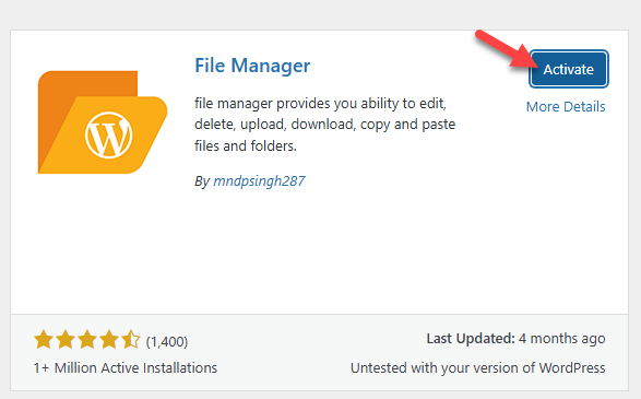 Activate File Manager Plugin Activate File Manager Plugin