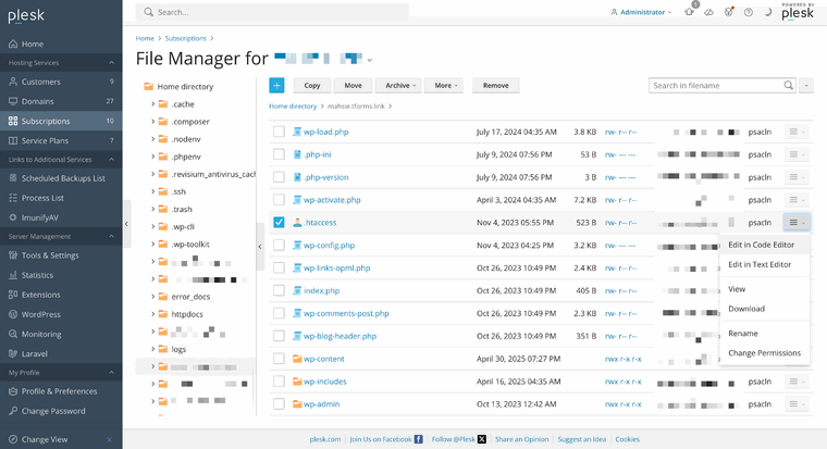 Edit Htaccess File in Plesk Hosting Panel Edit Htaccess File in Plesk Hosting Panel