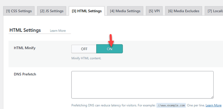 Enable HTML Minification Enable HTML Minification