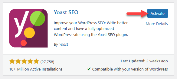 Activate Yoast SEO Activate Yoast SEO