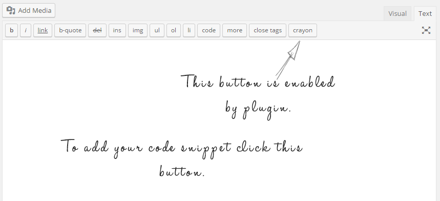 wordpress editor with crayon WordPress Editor with Crayon Syntax Highlighter