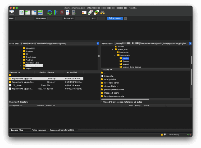 Accessing WP Plugins Folder on Server via FilleZilla 1 Accessing WP Plugins Folder on Server via FilleZilla