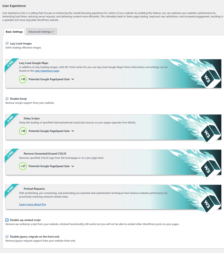 user experience settings user experience settings