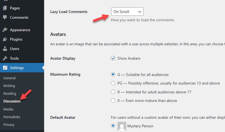 Lazy Load for Comments Settings Lazy Load for Comments Settings