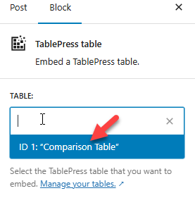 Choose Table Choose Table