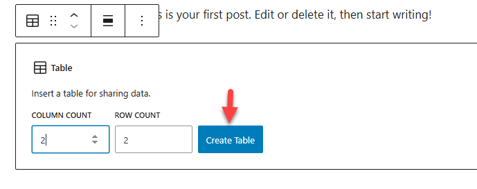 Create Table Create Table - Create tables in WordPress