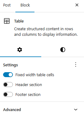 Table Block Options Table Block Options - Create tables in WordPress