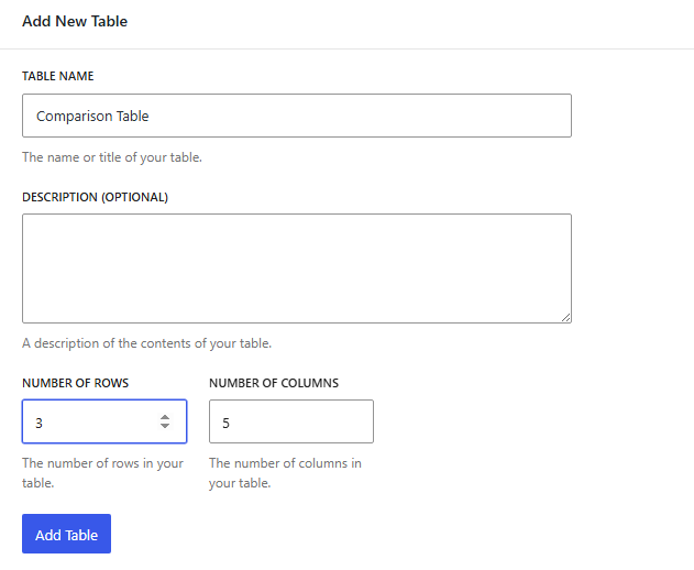 Table Info Created Table Info Created