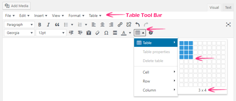 insert tables in wordpress tinymce advanced Insert Tables in WordPress with TinyMCE Advanced