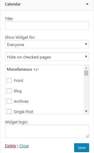 Widgets Visibility Feature by Display Widgets plugin