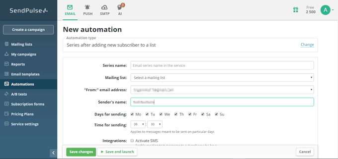 Start a New Email Automation