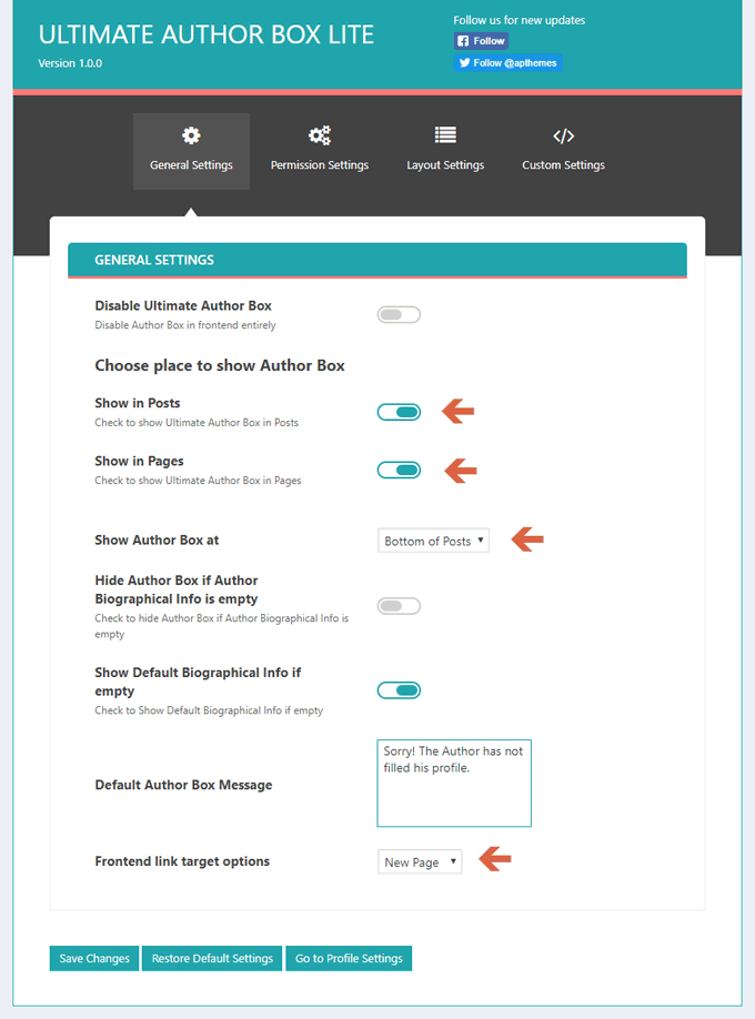 Ultimate Author Box Lite Settings