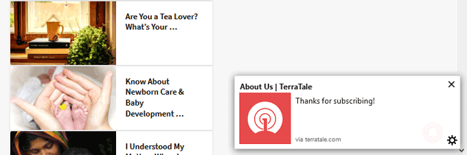 Confirmation Notification Pop-up