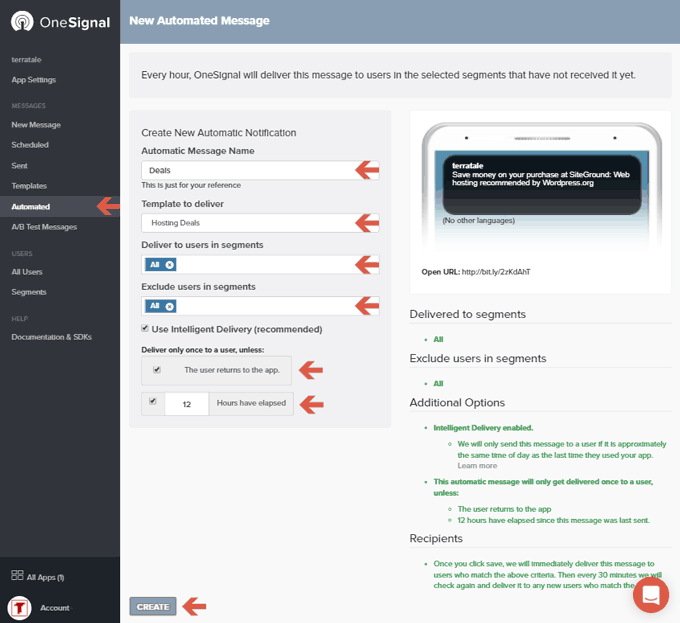 Setup Automated Message