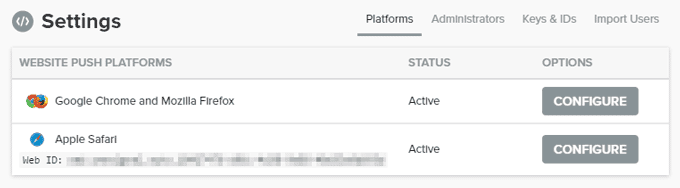 OneSignal Safari Web ID