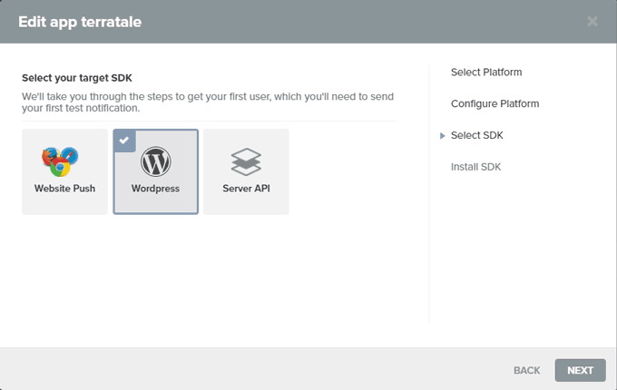 Select the WordPress SDK