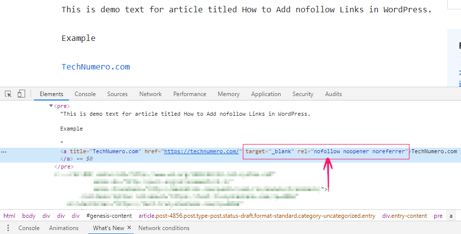 nofollow link in chrome inspect element Nofollow Link in Chrome Inspect Element