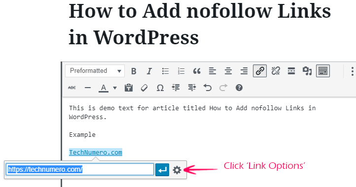 Click WordPress Link Options