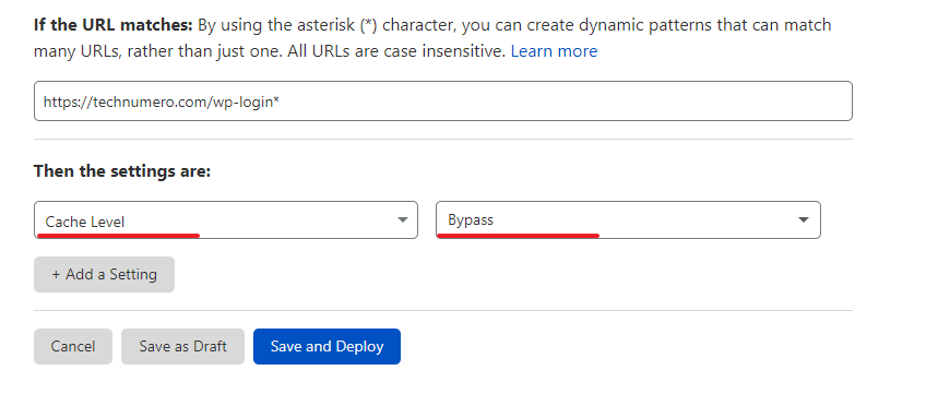 Bypass WP Login Page Caching - Cloudflare page rule