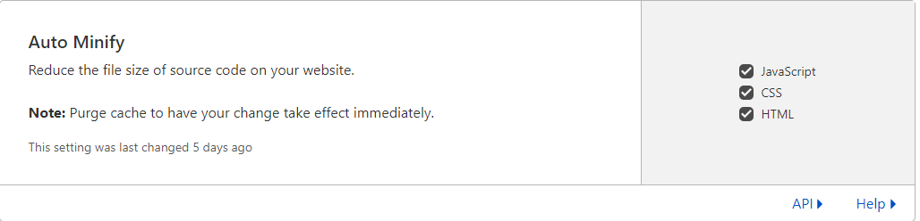 Auto minify code setting in Cloudflare