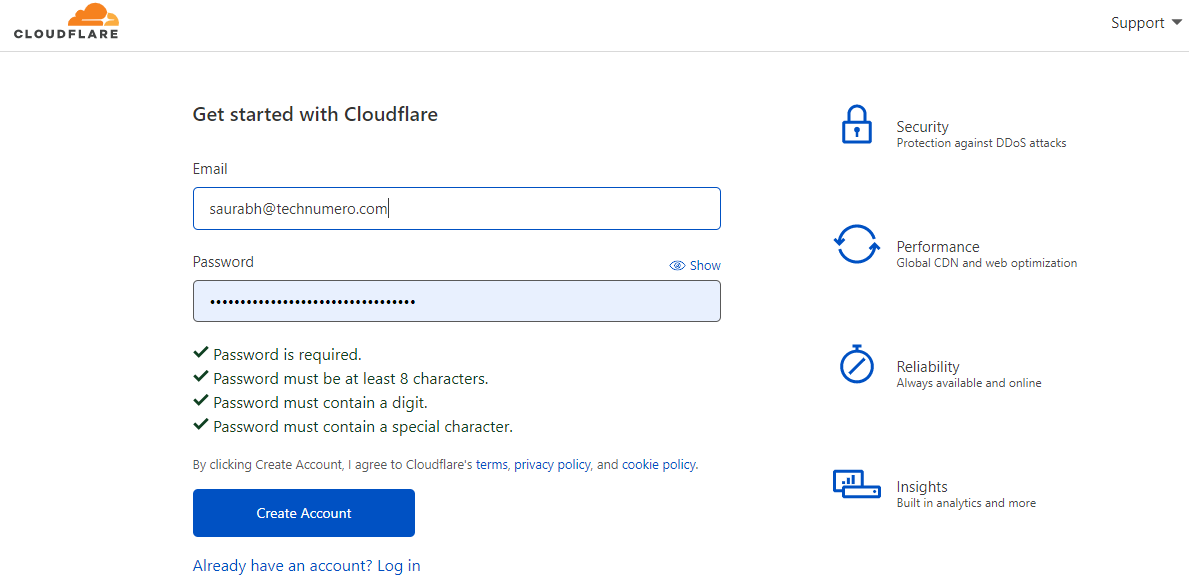 Open a new Cloudflare account