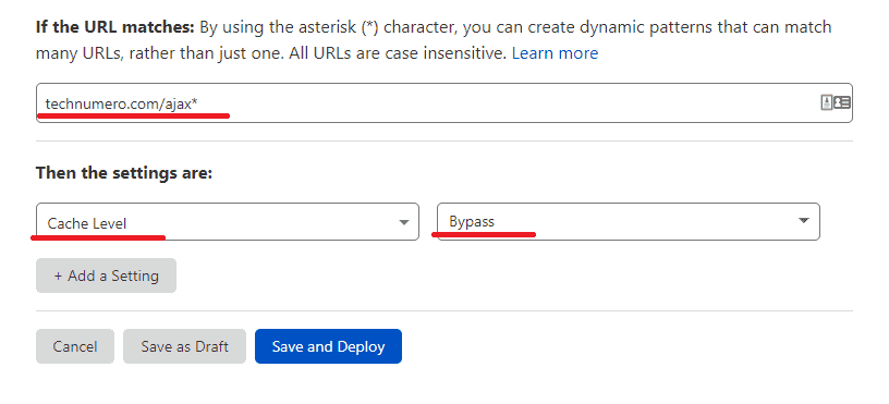 Bypass AJAX caching Cloudflare page rule