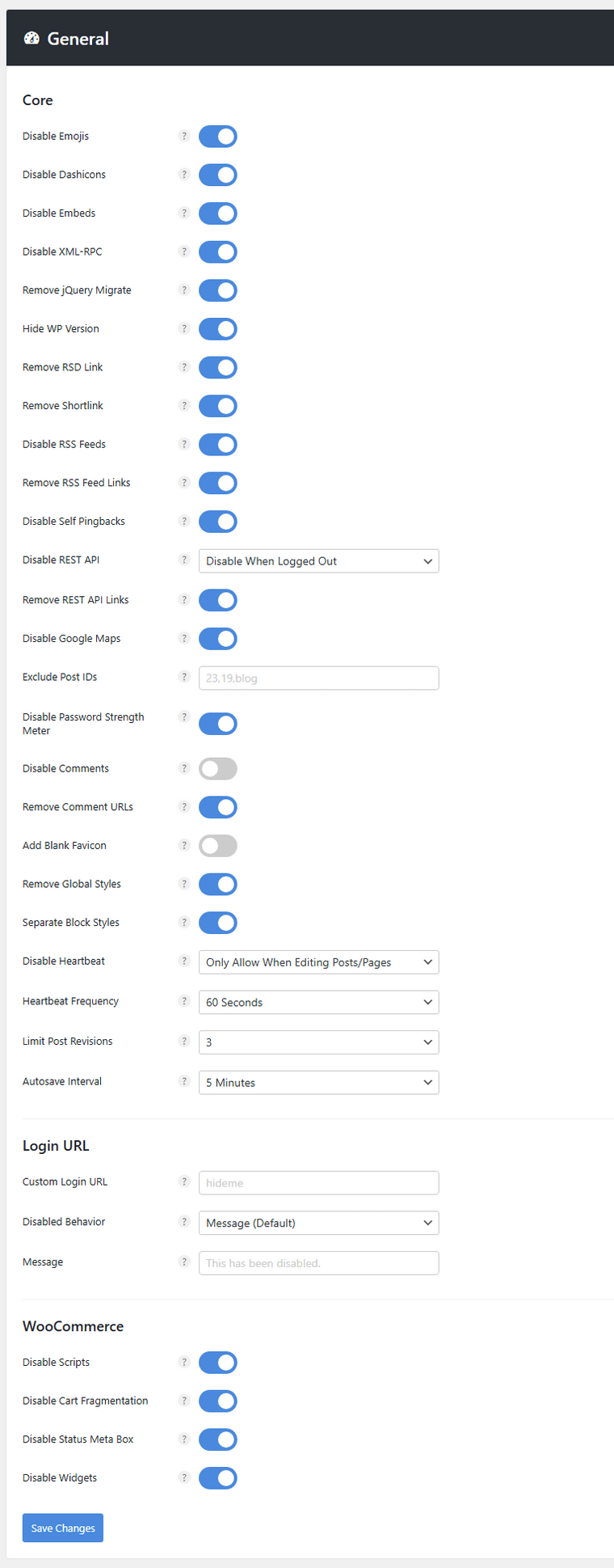 Perfmatters General Settings Perfmatters General Settings