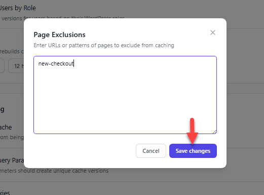 Exclude Pages from Caching Exclude Pages from Caching