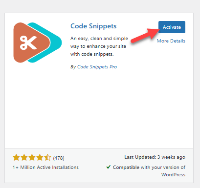 Activate Code Snippets Plugin - Add ALT Text to Gravatar Images in GeneratePress