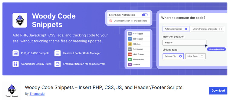 Woody Code Snippets Woody Code Snippets - WordPress Code Snippets Plugins